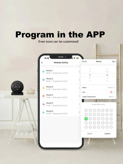RKHK Tuya WiFi Smart Thermostat，RF Wireless Receiver Temperature Controller，For Water Gas Boiler Support Alexa and Google Home.