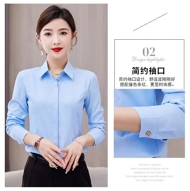 White Shirt Long-sleeved Slim Shirt Korean Style Professional Work Clothes Work Clothes.