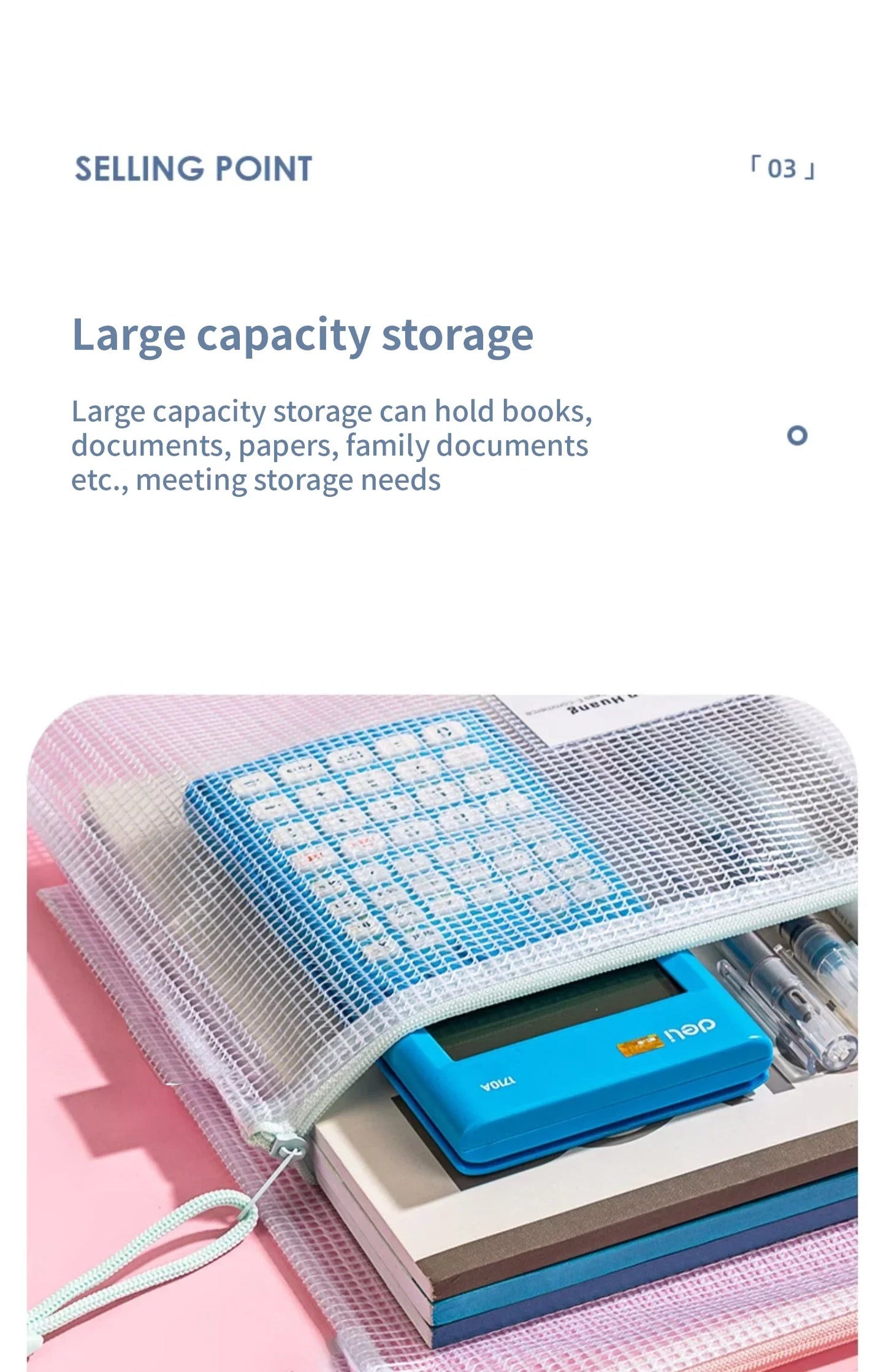 Zipper Mesh Bags A4/A5 Plastic Zipper Bags For Organizing Waterproof Clear Travel Bags Office Supplies Document，color random.