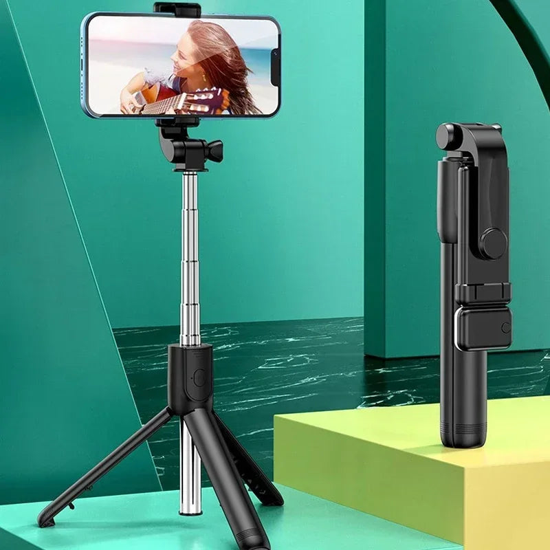 Selfie Stick Telescopic Travel Handheld Tripod Portable Phone Stand [700mm] Bluetooth Remote Extendable Phone Tripod.