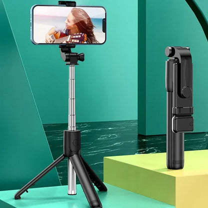 Selfie Stick Telescopic Travel Handheld Tripod Portable Phone Stand [700mm] Bluetooth Remote Extendable Phone Tripod.