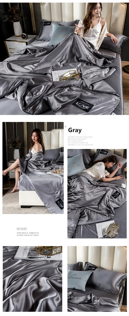 Summer Mulberry Silk Comforter Duvet Insert Luxury Natural Silk Blanket Satin Bedding Quilt Queen Single Double Twin Size Bed.