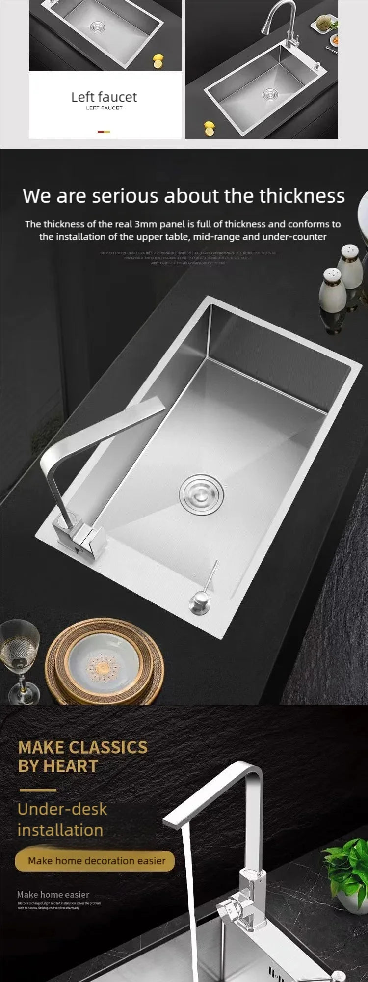 Kitchen Sink Stainless Steel Transversal Side Loading Side Holes Cafeteria Dish and Wash Vegetable Basin Large Size Single Slot