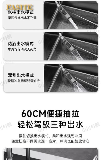 Waterfall kitchen sink nano thickened digital display honeycomb household single slot