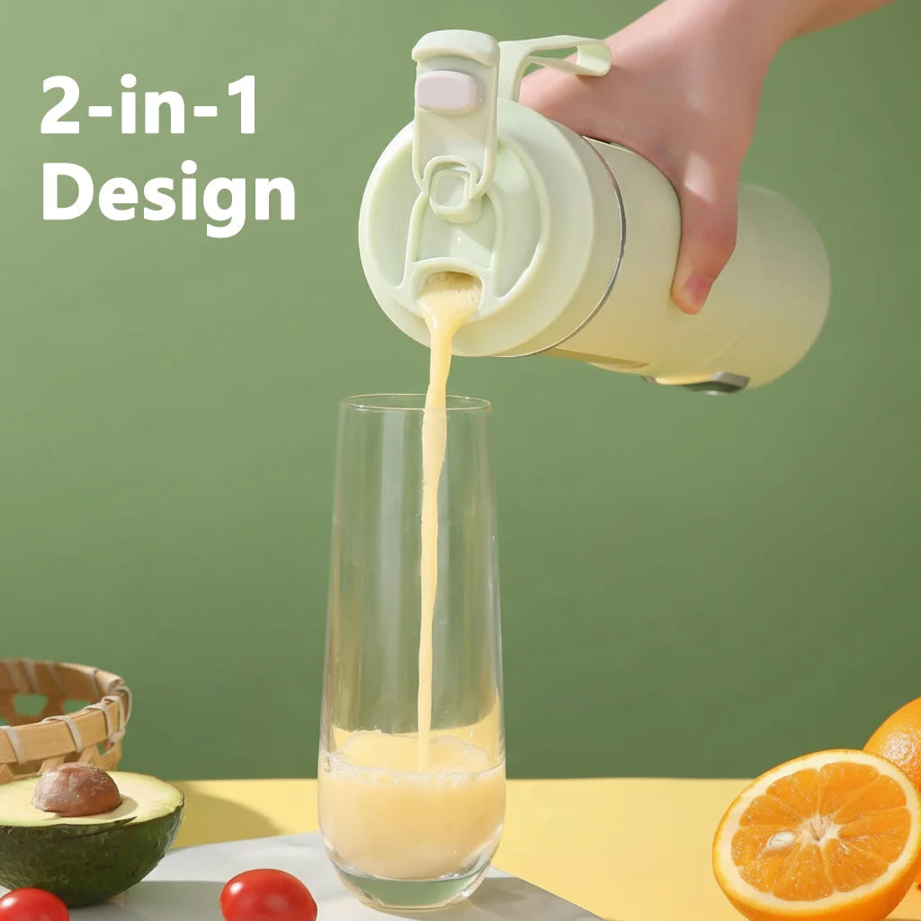 New 530ml Portable Juicer Wireless USB Charging Crushed Ice Electric Juicing 12 Blade 4 Gears 7.4V Mini Fresh Juice Blender.
