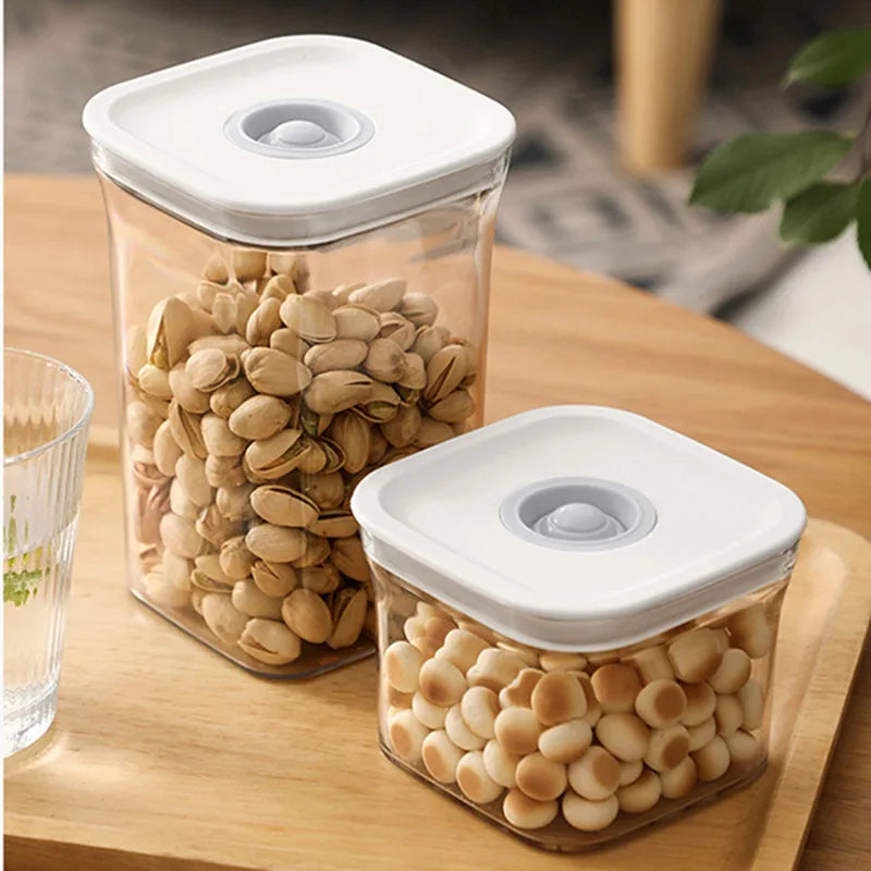 Square Hermetic Spices Candy Jars Kitchen Clear Food Storage Container Plastic Cereals Organizer Boxes Refrigerator Organizer.