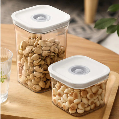 Square Hermetic Spices Candy Jars Kitchen Clear Food Storage Container Plastic Cereals Organizer Boxes Refrigerator Organizer.