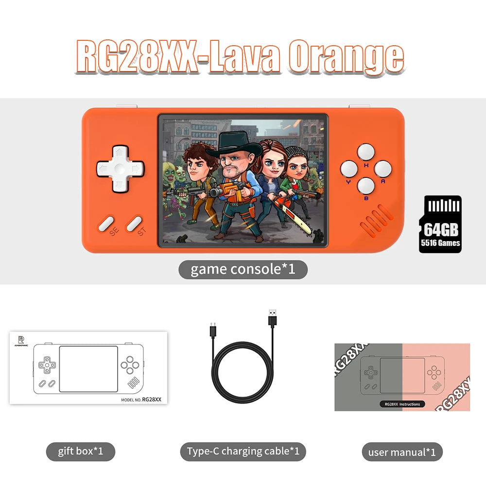 ANBERNIC RG28XX Handheld Game Console 2.83" Screen IPS Screen 64G Linux 5000+ Games Pre-installed H700 Quad-core ARM Cortex-A53.