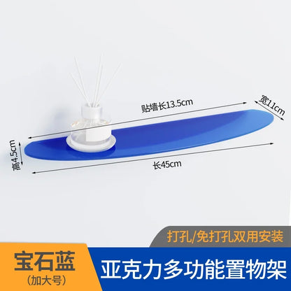 Bathroom Living Room Display Seamless Punch-free Fashion Decoration Color Acrylic Semi-circular Shelf Decoration Rack Storage.