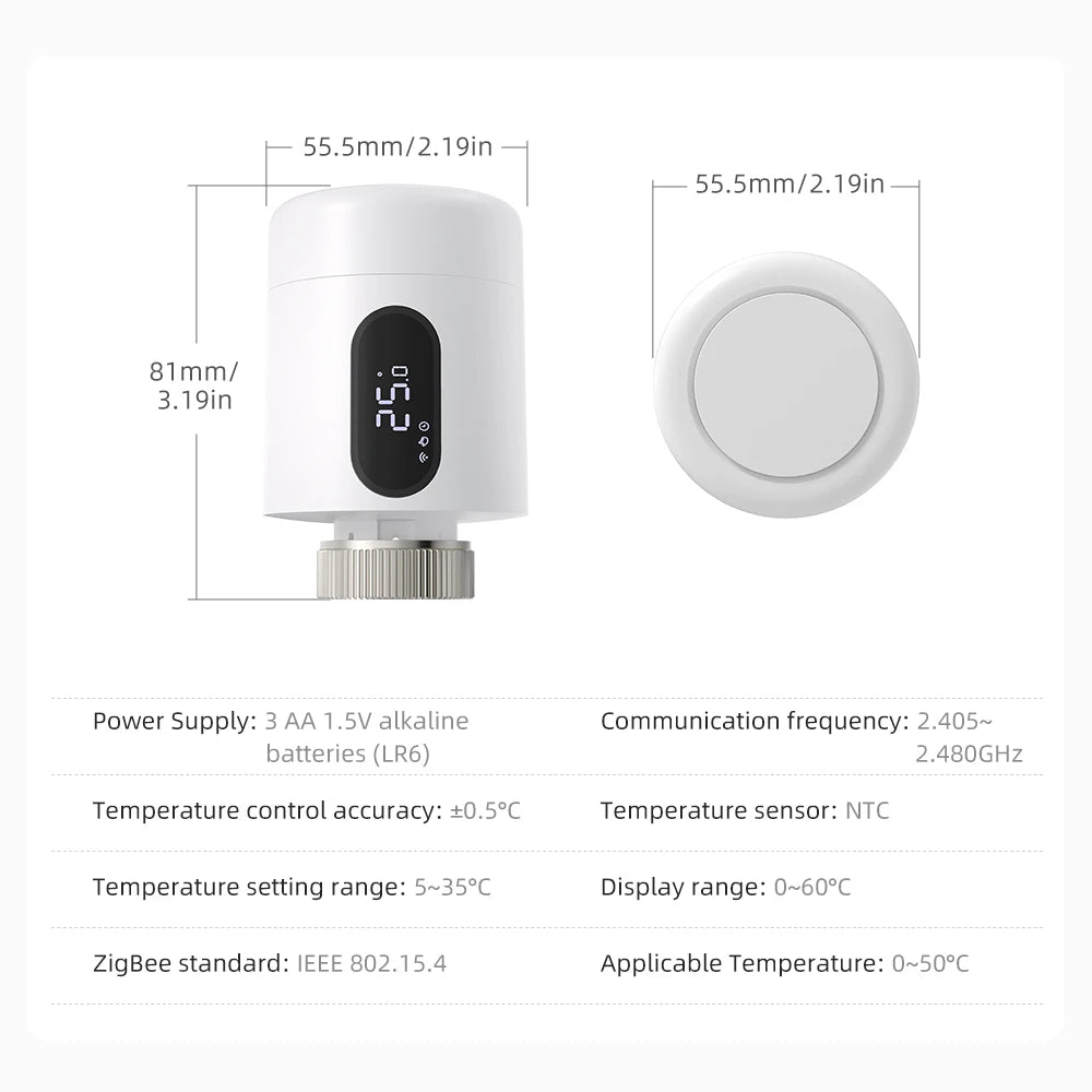 AVATTO 1~6PCS Tuya ZigBee TRV Thermostatic Valve,Smart Thermostat Radiator Actuator With Ambient Light,Alexa Google Home Alice.