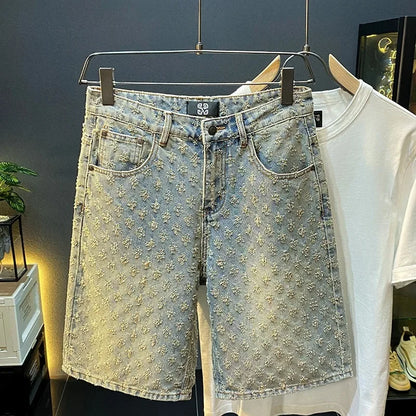 Sommer Schwarz Gewaschene Denim Shorts männer Jeans Shorts Designer High Street Fashion Lose Firt Gerade Bein Männliche Fünfte Hosen.