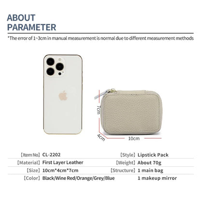 Lipsticks Case with Built-In Mirror Mini Cosmetic Bag Zipper Makeup Organizer Coin Pouch Travel Contact Lens Case Lipstick Purse.