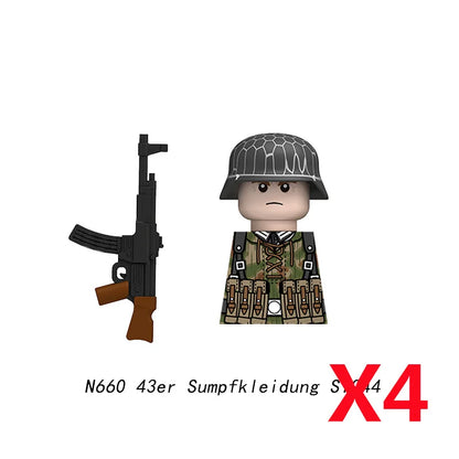 Military WWII Figure Building Blocks Accessories MP40 Rocket Launcher MG42 Officer Army Camouflage Soldier Pzf 98K Toy Gift N029