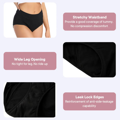 High Waist Washable Menstrual Panties Heavy Flow Overnight Reusable Comfortable Leakproof Absorbent Underwear.