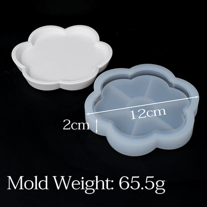 Flower Shape Tray Silicone Mold DIY Handmade Round Coaster Plaster Molds Concrete Resin Storage Plate Crafts Making Home Decor.