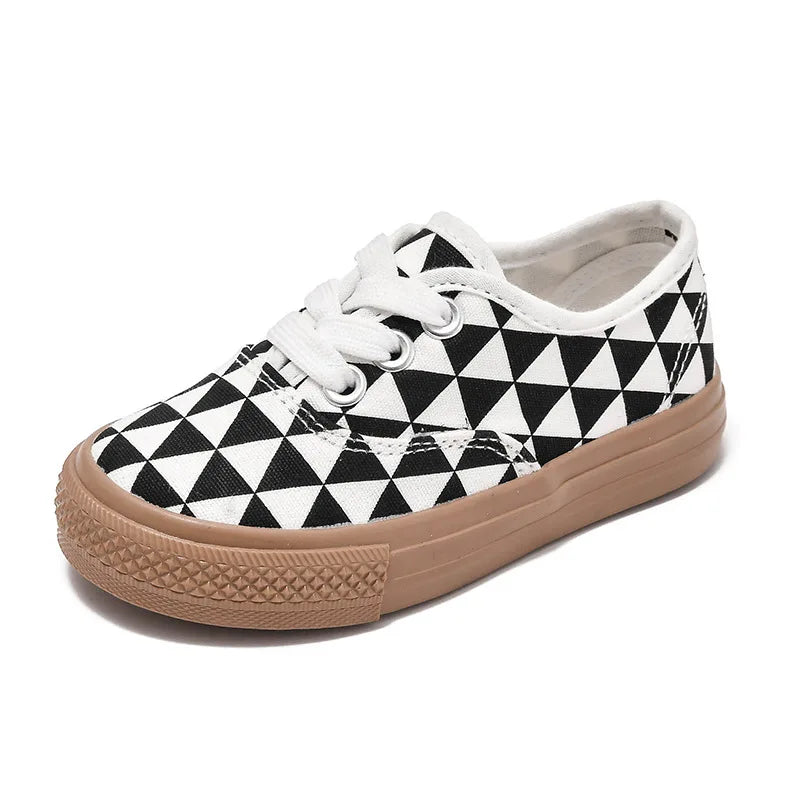 Children's Canvas Shoes Boys Shoes Plaid Plate Shoes Spring and Summer New Girls Shoes Baby Casual Shoes Children's Shoes.
