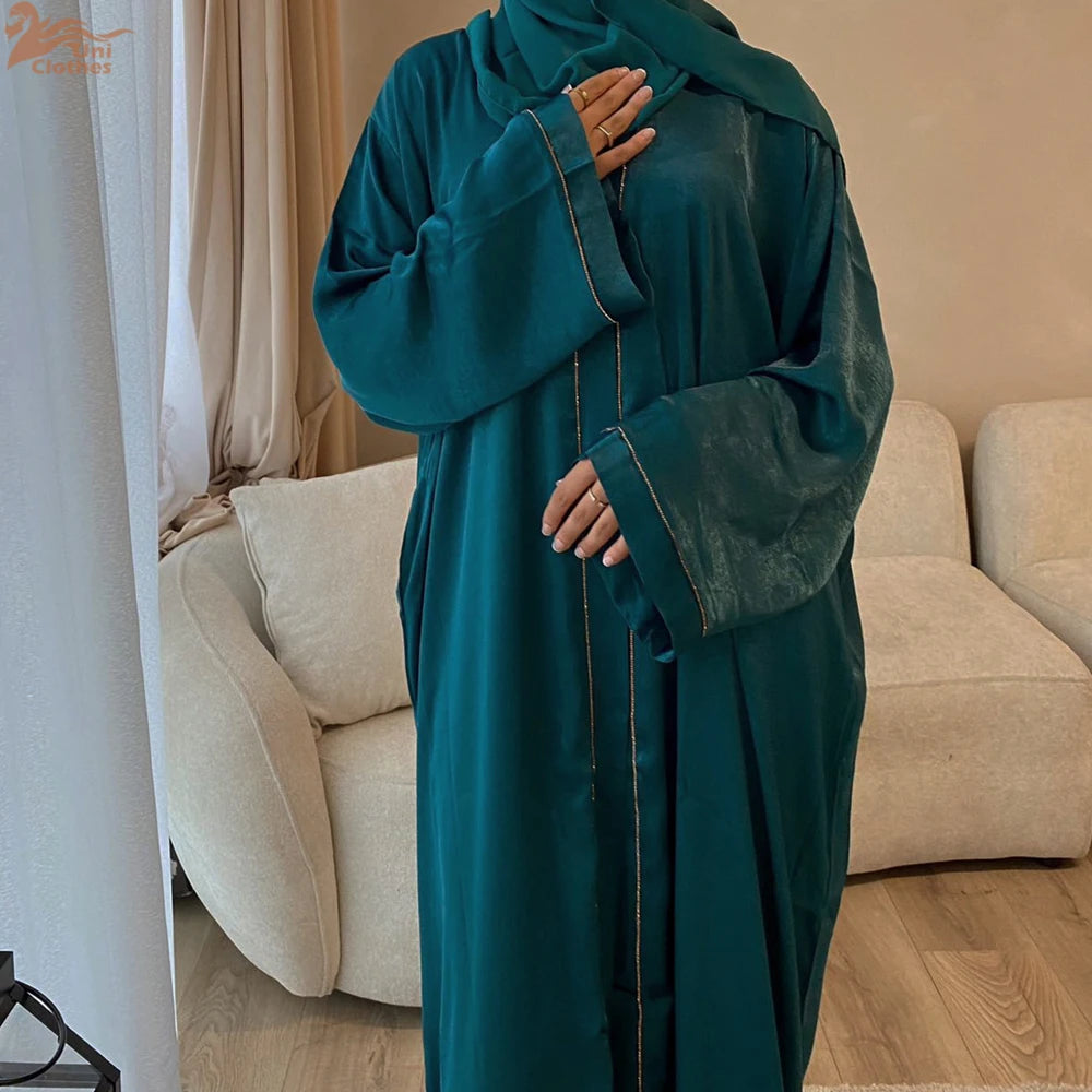 Ramadan Women's Galabiyas Solid Open Kaftan Dubai Abaya Dress Turkey Kimono Long Cardigan Fashion Muslim Islamic Clothing.