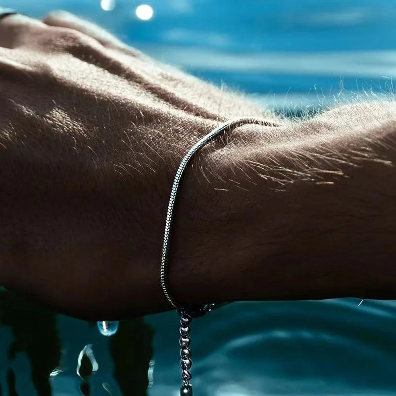 Simple MEN Stainless Steel Square Snake Bone Chain Bracelet Hip-Hop Jewelry Trendy Party Accessories Bracelet For Women.