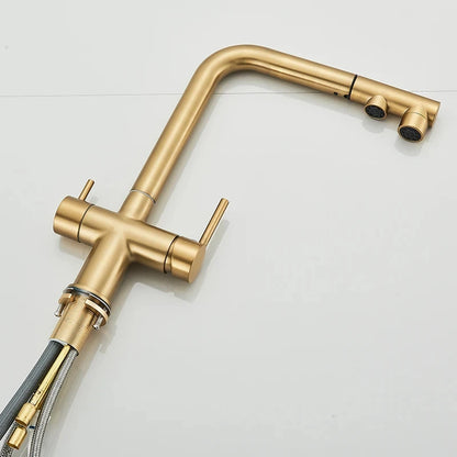 Pulling Filter Kitchen Faucet Hot & Cold Water Mixer Dual Mode Filtration Purification Kitchen Sinks 360 Rotation