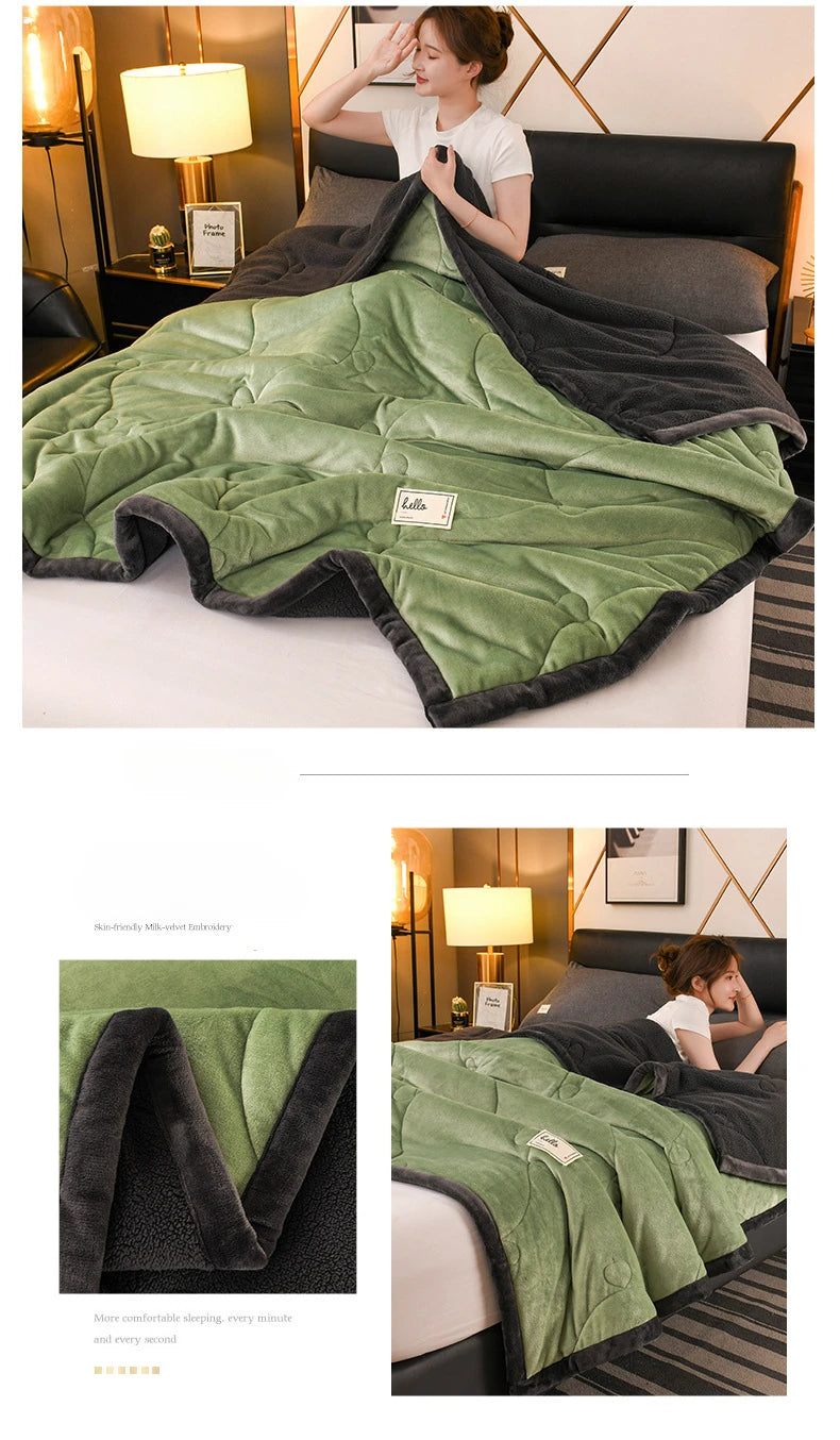 Milk Fleece Autumn Winter Warm Weighted Blankets for Beds European Thickened Beibei Velvet Throw Blanket Warmth Quilt Comforter