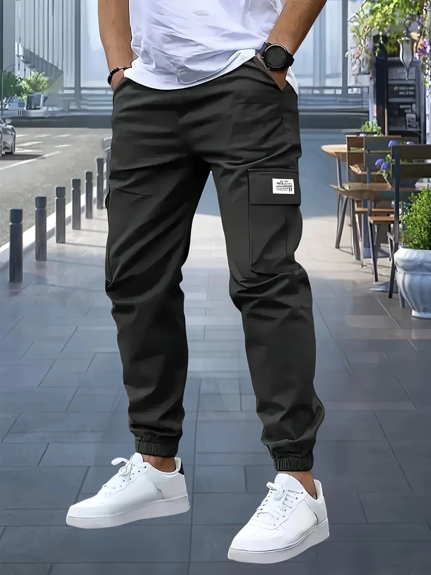 Men's Cargo Pants Sweatpants Outdoor Bunched Long Trousers  Casual Autumn Multi-Pocket Durable Workwear Male Trousers.
