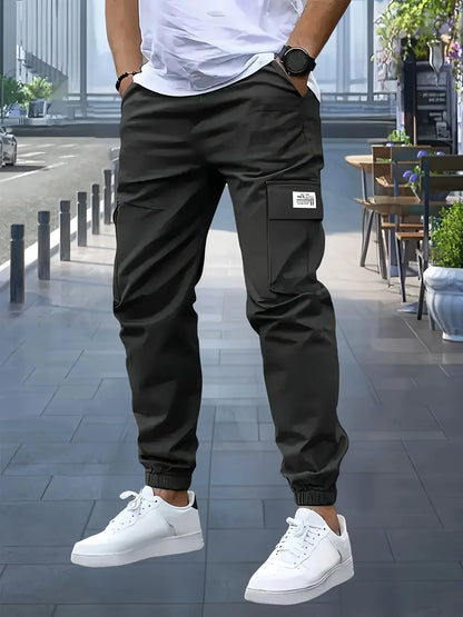 Men's Cargo Pants Sweatpants Outdoor Bunched Long Trousers  Casual Autumn Multi-Pocket Durable Workwear Male Trousers.