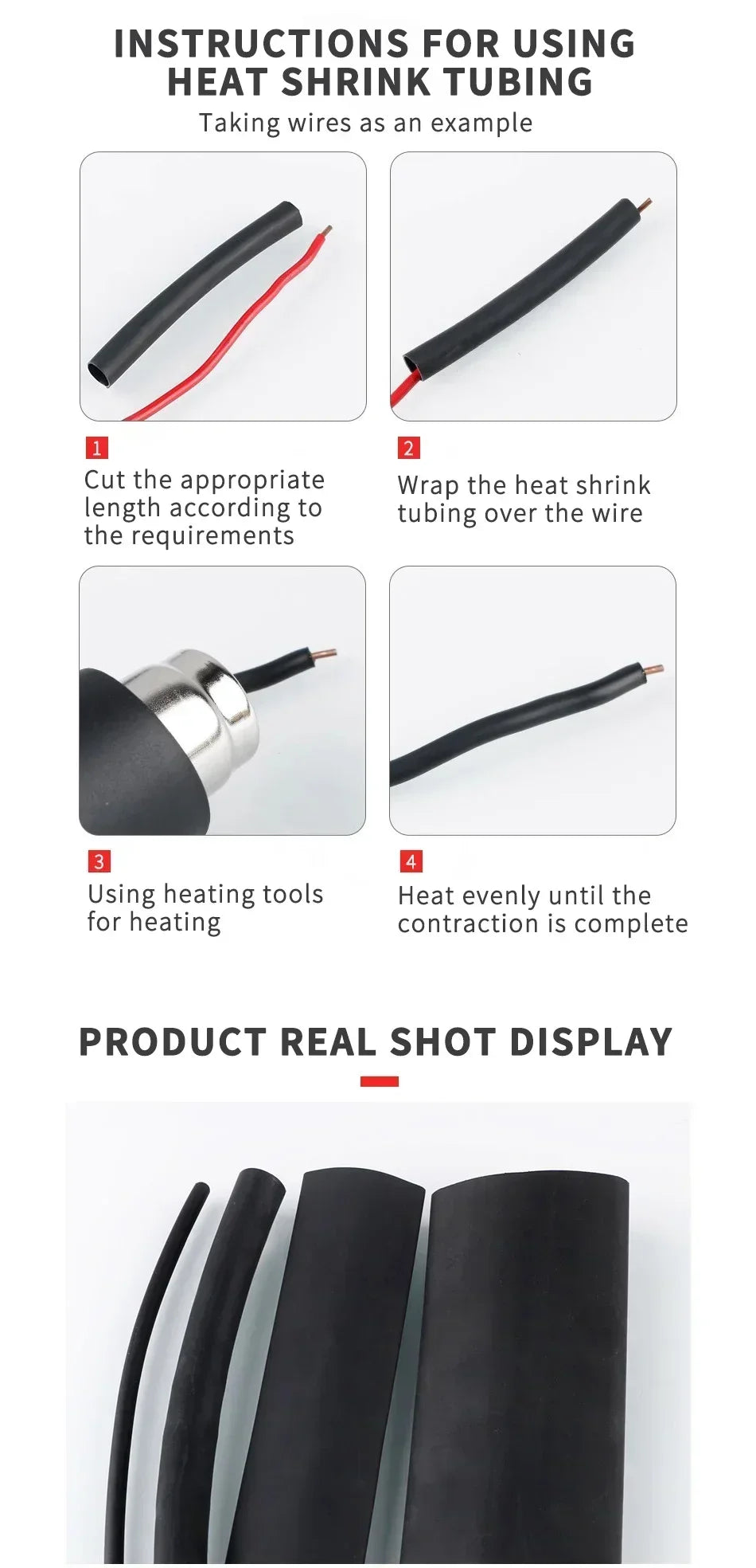 10/50/100 Meter Heat Shrink Tube Black Dia 2.4-25.4mm 3:1 Polyolefin Thermal Cable Sleeve Insulated Red.