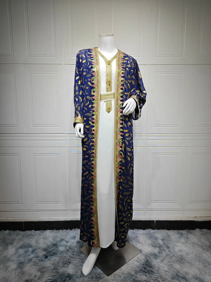 Muslim Abaya 3 Piece Set Women Party Dresses Cardigan Robe Sashes Suit Bronzing Jalabiya Ramadan Morocco Dubai Kaftan Vestidos