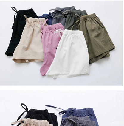 Summer Cotton Linen Shorts Women High Waist Oversize Shorts Short Pants Women Fashion Casual Sports Shorts Female S-XL.