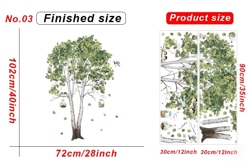Large Nordic Tree Wall Stickers Living Room Decoration Bedroom Home Decor Art Removable Decals for Background Decorative Posters.