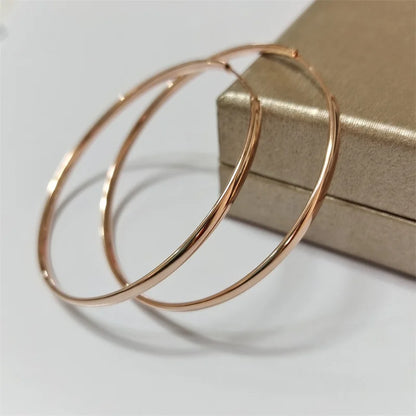 Senlissi - New 18K Gold Plated Hoop Earrings For Women 925 Sterling Silver  3.0mm Fashion Earring Cерьги Kольца 3/4/5/6/7CM.
