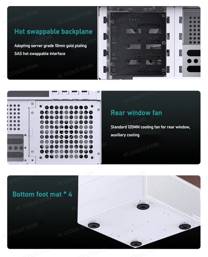 JONSBO N4 NAS Mini Case ITX/M-ATX Motherboard SFX Power 6 Large and 2 Small Hard Disk Bit Home Office Server PC Chassis