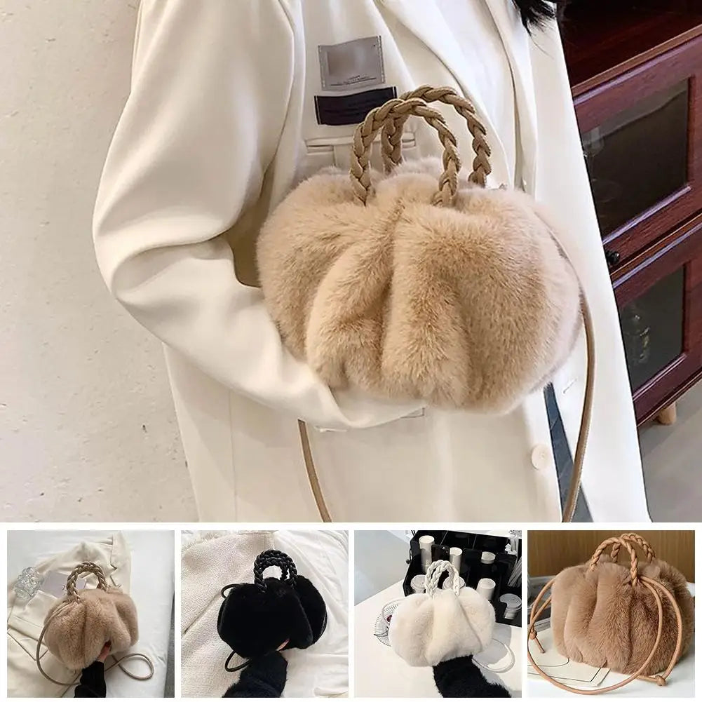 Cute Pumpkin Bag 2025 Autumn And Winter New Fashion Cloud Crossbody Bag Niche Design Sweet Girl Handbag.