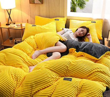 3pcs duvet cover Winter Warm Bedding sets Double Quilt Cover king Twin queen size bed thick Flano Coral Fleece with pillowscase.