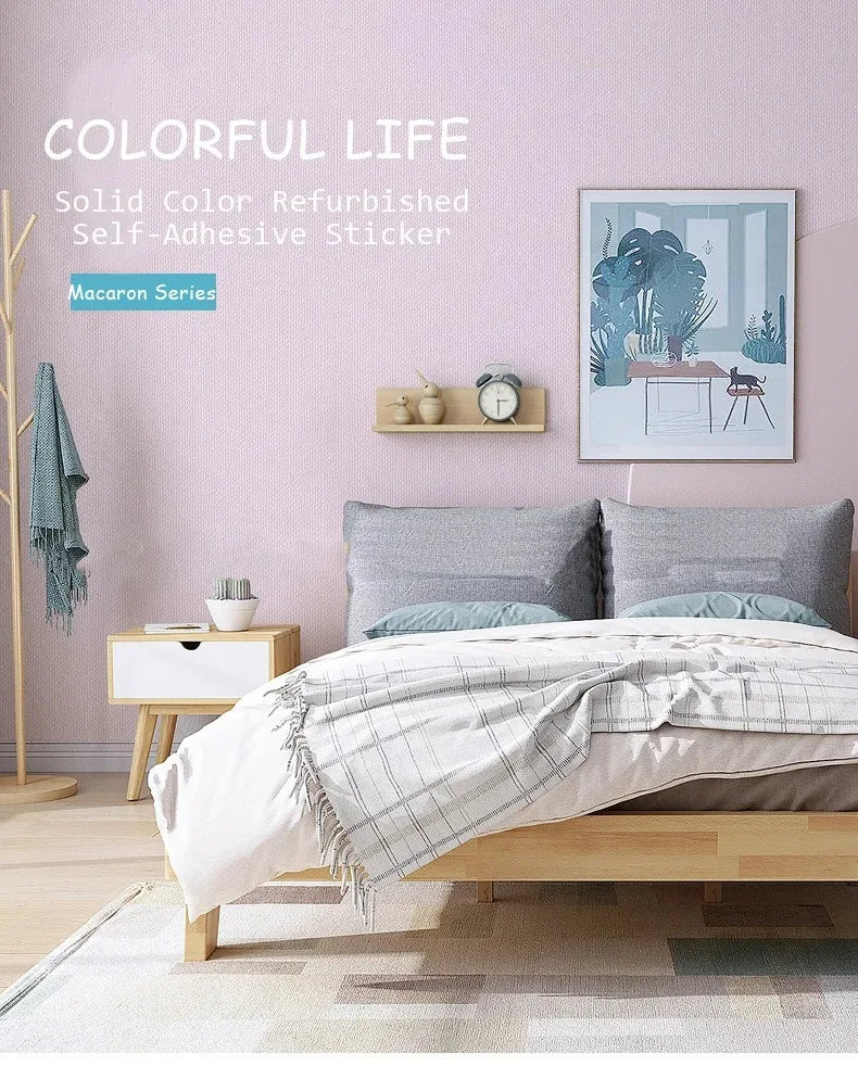 Macaron-Tapete, selbstklebende Aufkleber für Schlafzimmer, Schlafsaal, Renovierung, wasserdichte und schimmelresistente Hintergrund-Wandaufkleber