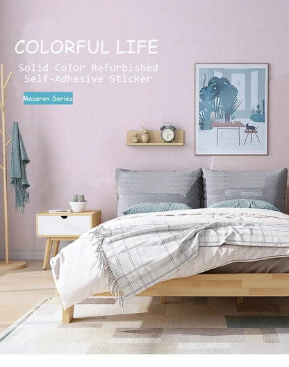 Macaron-Tapete, selbstklebende Aufkleber für Schlafzimmer, Schlafsaal, Renovierung, wasserdichte und schimmelresistente Hintergrund-Wandaufkleber
