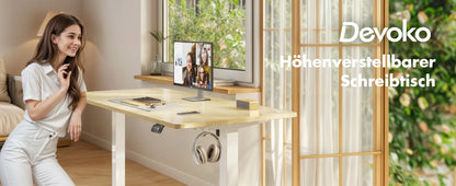 Devoko Höhenverstellbarer Schreibtisch Elektrischer mit Tischplatte 140x60cm Höhenverstellbarer Tisch Stehschreibtisch