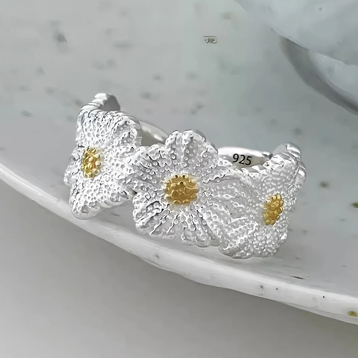 VENTFILLE 925 Sterling Silver Irregular Design Wave Golden Stackable Finger Rings Trendy Adjustable For Women Gifts Dropshipping