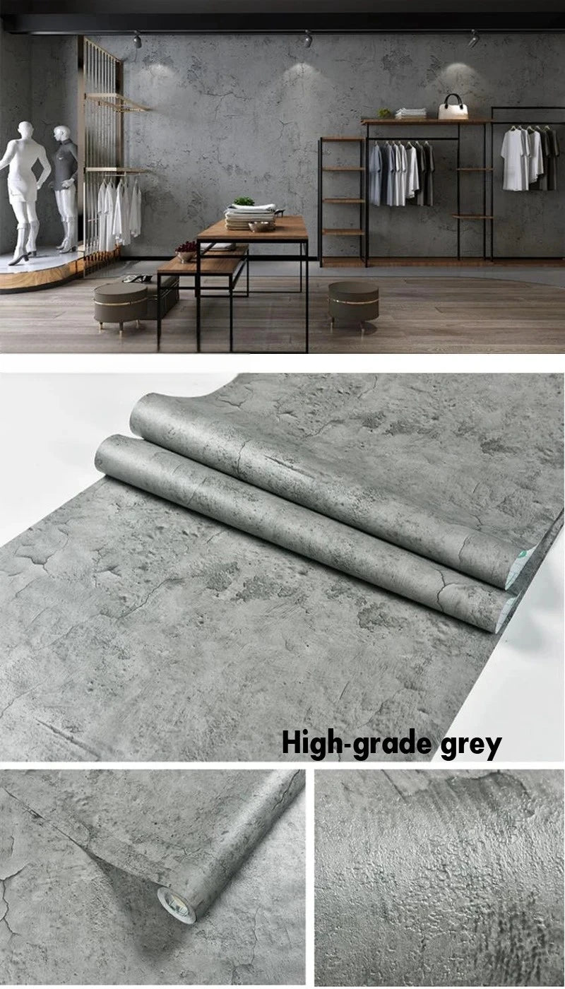 40cm PVC Dark Gray Waterproof Industrial Style Self-adhesive Wallpaper Library Living Room Bedroom Wall Renovation Vinyl Sticker