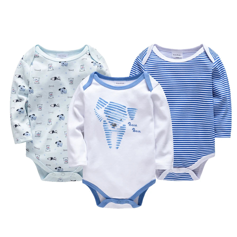 3 Teile/satz Baby Jungen Kleidung 100% Baumwolle Kinder Overall Langarm Niedlichen Elefanten Druck Babyspielanzug Neugeborenen Body Für 0-24 M.