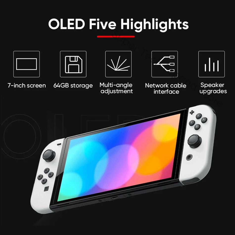 Nintendo Switch OLED Model 7 Inch Screen Joy‑Con Handle Enhanced Audio Adjustable Console Stable TV Mode Video Game.