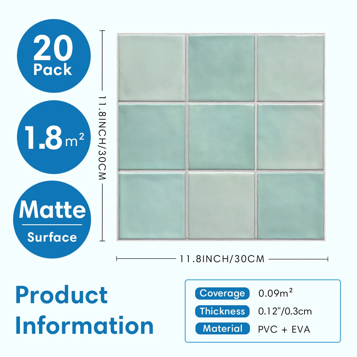 20PCS 3D Matte Wall Panels, 30×30cm – Peel and Stick Tiles for Kitchen, RV, and Bathroom Renovations, Decorative Wall Panels