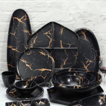 Marble Texture Imitation Melamine Plate BBQ Tableware Cake Fruits plates Snack Tray Outdoor Party Dishes Steak.