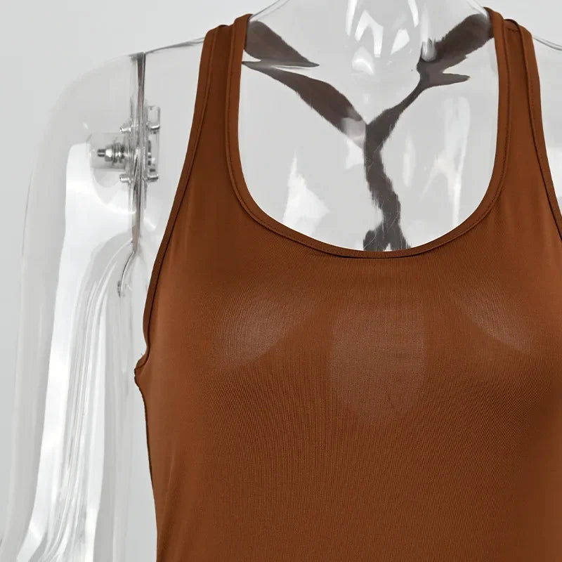 Sexy Jumpsuits Women Summer New Hollow Out Sleeveless Solid Bodycon Rompers Backless Fashion Casual Streetwear Sporty Overall.