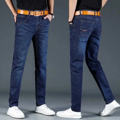 New 2025 Men's Slim Fit Casual Jeans Thin Straight Leg Summer Elastic Comfortable Long Trousers Versatile Style for All Occasion