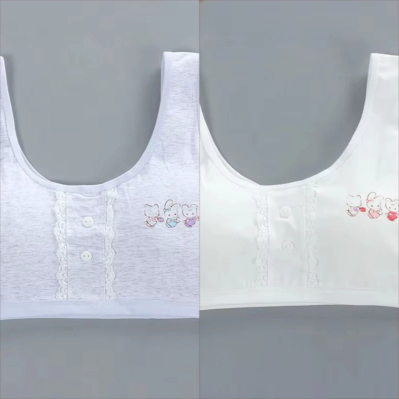 One Size Cartoon Print Girl Bra Sports Exquisite Cute Rabbit Top Underwear Young Puberty Small Training Bra 12-16Y Lingerie.