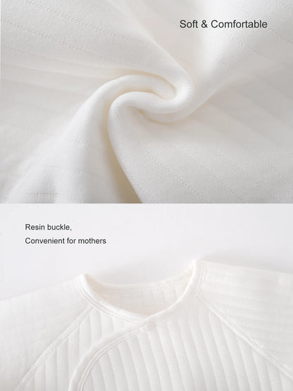 Einteiliges Outfit für Jungen und Mädchen, 100 % Baumwolle, langärmlig, Strampler für Neugeborene, solides Stricken, dünner Overall für Jahreszeiten.