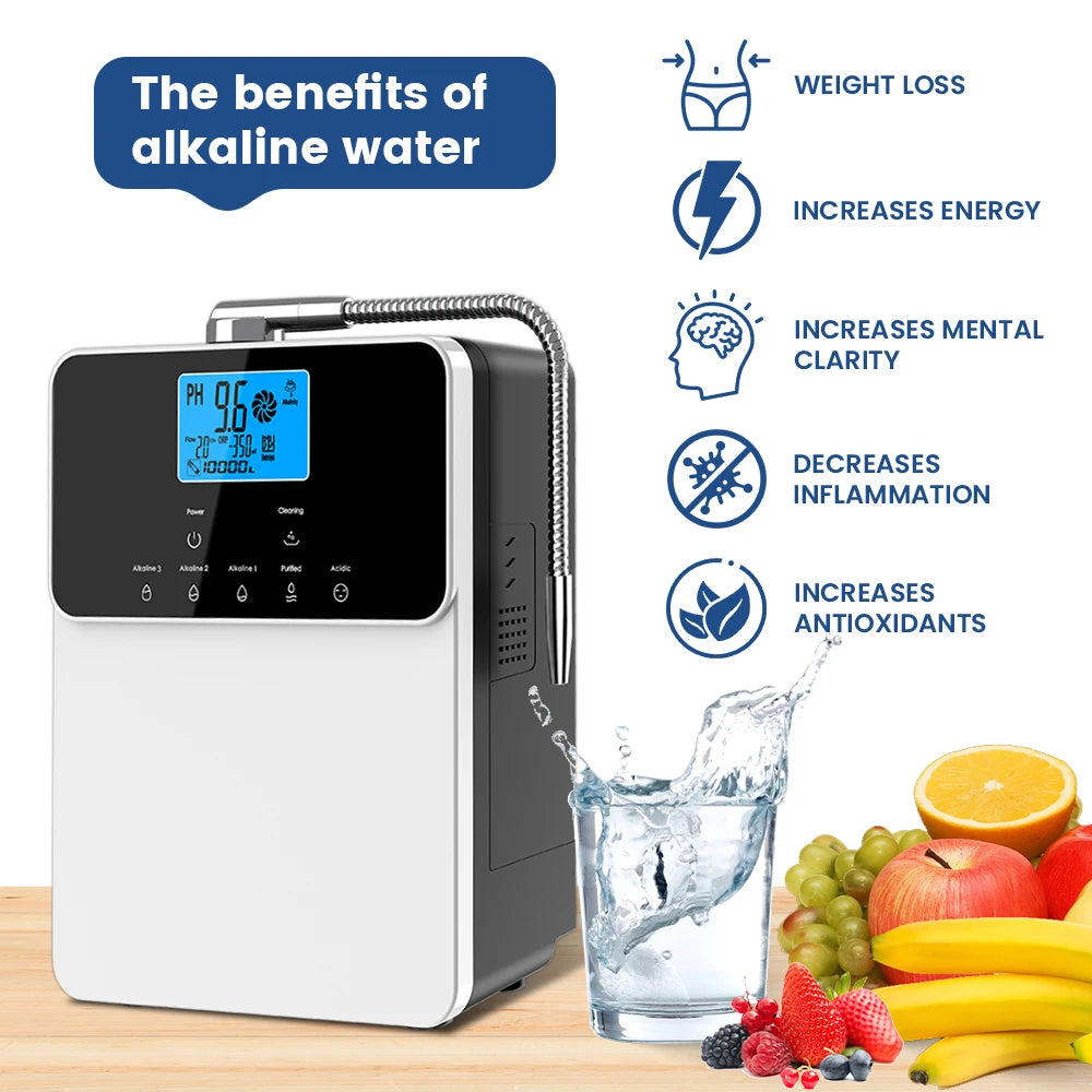 CAWOLO 11 Plates Platinum Coating Alkaline Water Ionizer Machine Household PH 4.5~10.5 Alkaline Acid Water Ionizer for Home.
