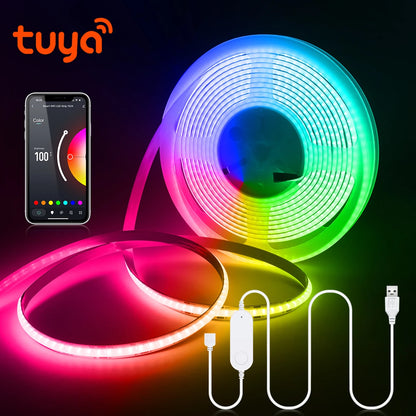 Tuya Wifi RGB /White/Warm White COB LED Strip Light Silica Gel Tube Tape Linear Dimmable Lighting work with Alexa Google Home