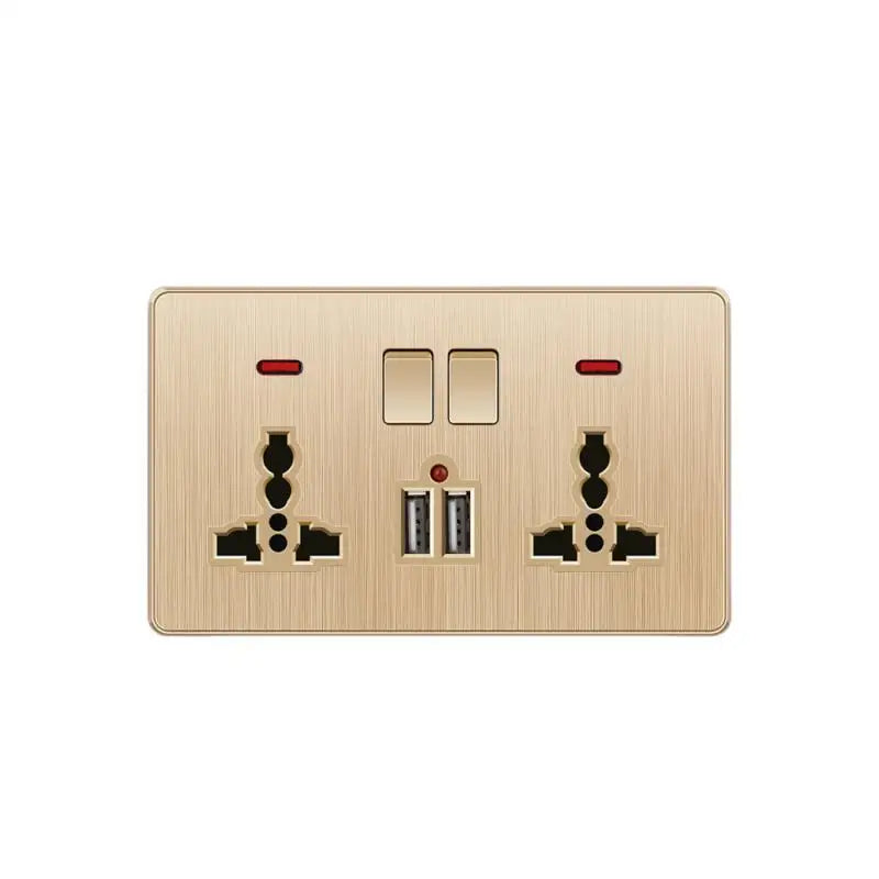 Gold 13A UK Stecker USB Steckdose, Haushalt elektrische licht schalter, universal 5 loch Dual Buchse mit USB Ladegerät, AC110-250V